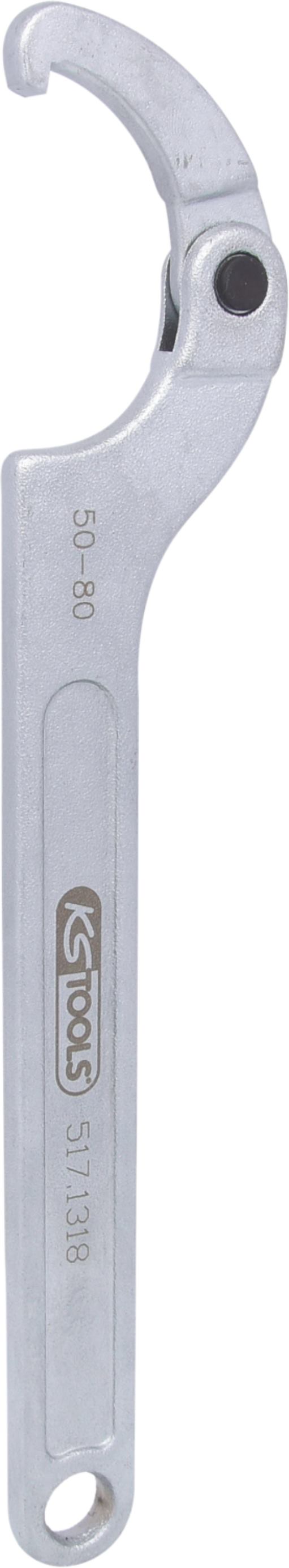 KS Tools 517.1318 Gelenk-Hakenschlüssel mit Nase, 50-80 mm