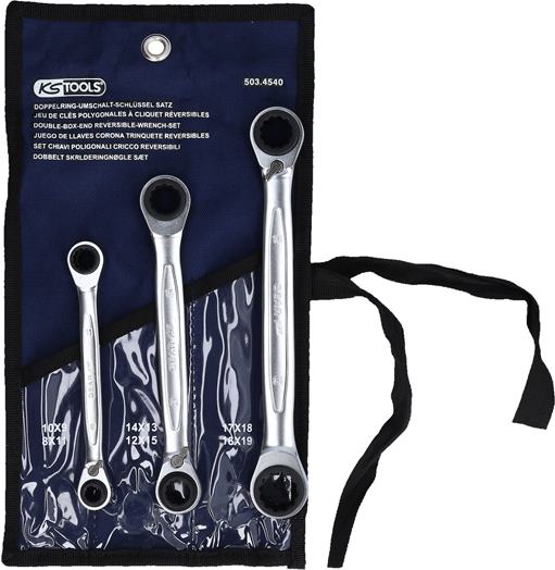 KS Tools 503.4540 4 in 1 GEARplus umschaltbar Doppel-Ratschenringschlüssel-Satz,