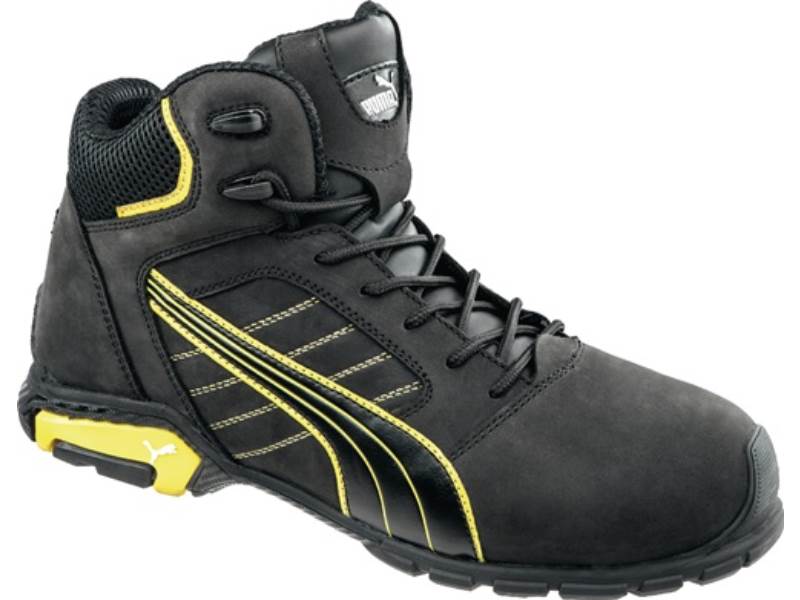 PUMA 632240263000043 Sicherheitsstiefel Amsterdam Mid Größe 43 W. 11 schwarz/gel