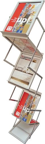 5341-11 Prospektständer  H1450xB270xT360mm Aluminium silber zusammenklappbar 6 F