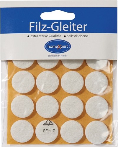 521701 Filzgleiter  17 mm Filz weiß selbstklebend