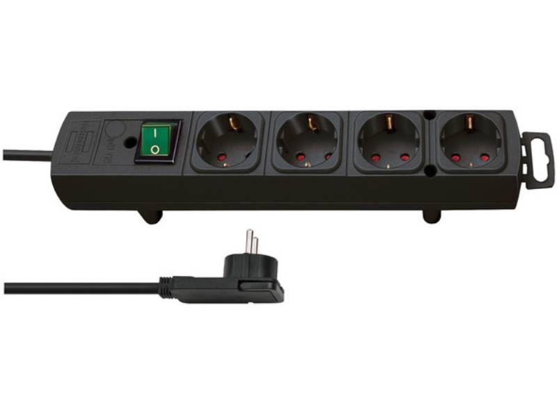 BRENNENSTUHL 1153100100 4er Mehrfachsteckdose mit Flachstecker