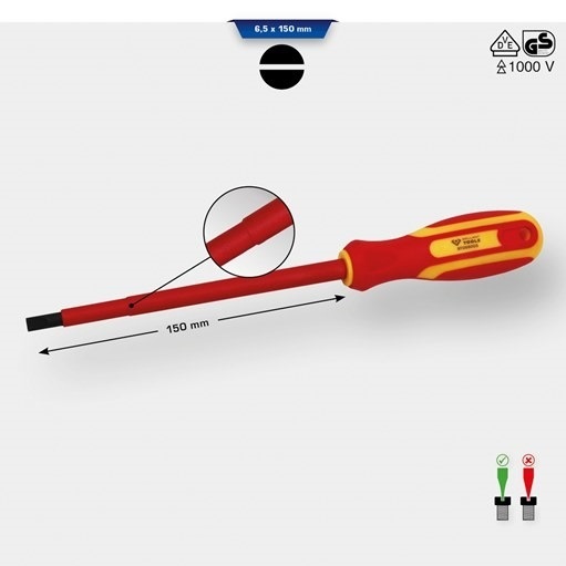 Brilliant Tools  BT068005 VDE Schraubendreher Schlitz 6,5 x 150 mm