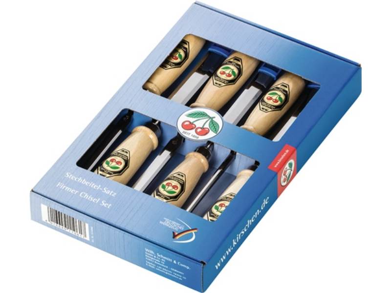 KIRSCHEN 1111000 Stechbeitel-Satz  6,10,12,16,20,26 mm Weißbuchenheft Ulmer Form