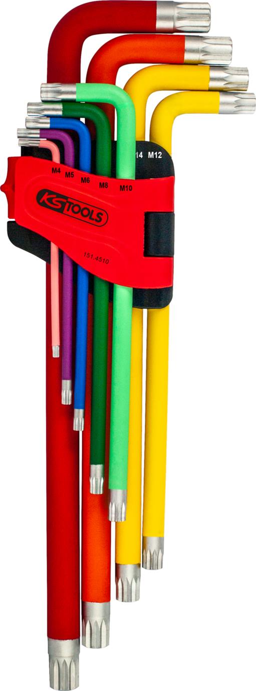 KS Tools 151.4510 Vielzahn (XZN®)-Winkelstiftschlüssel-Satz, XL, 9-tlg.