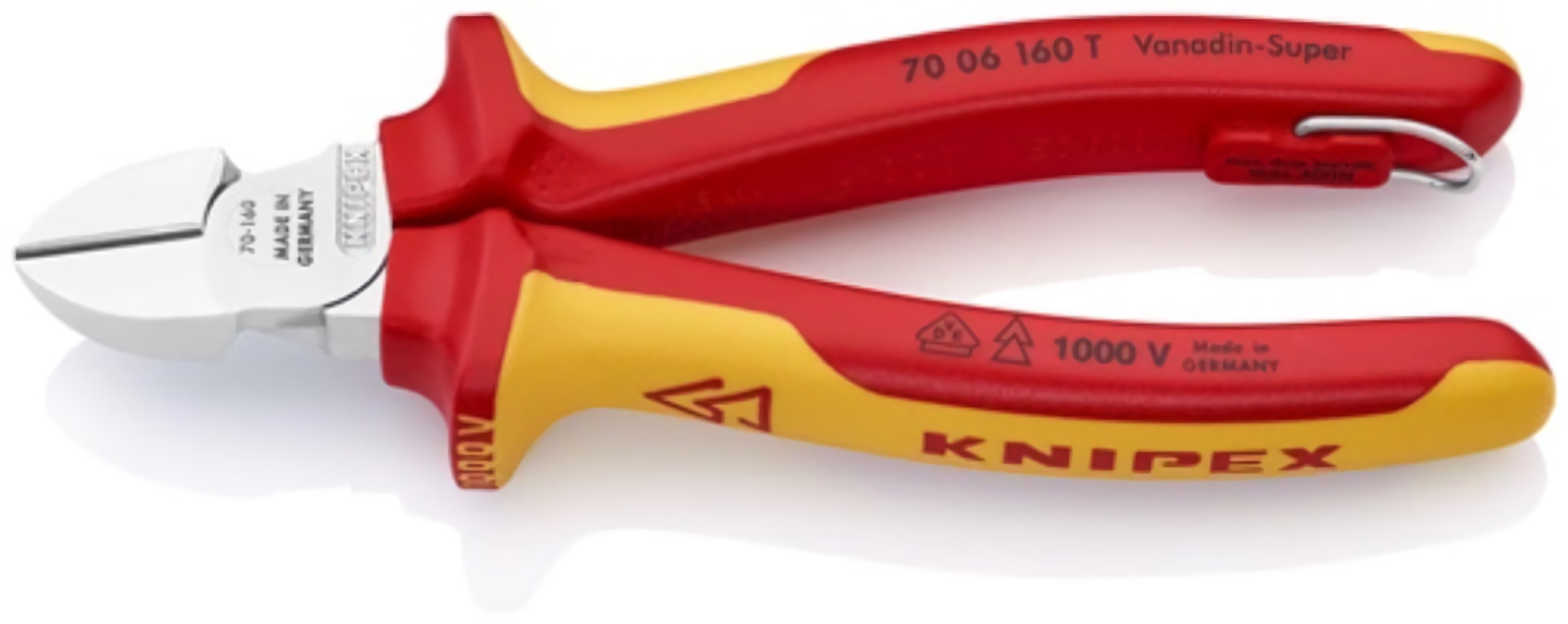 KNIPEX 70 06 160 T Seitenschneider  Länge 160 mm mit Befestigungsöse Mehrkompone