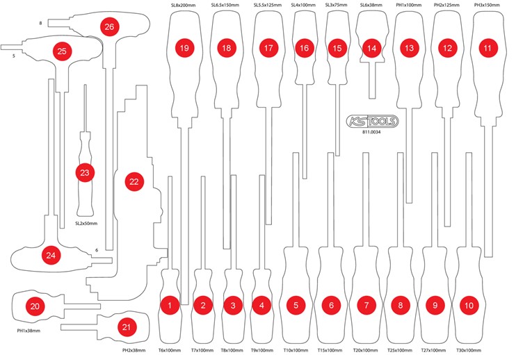 KS-Tools 811.0034-97 Leere Schaumstoffeinlage zu 811.0034