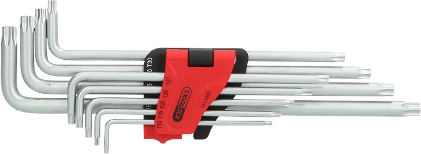 KS Tools 151.4550 Torx-Winkelstiftschlüssel-Satz, extra lang, 9-tlg.