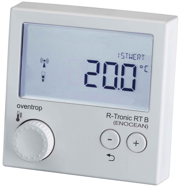 OV Funk-Thermostat R-Tronic RT B EnOcean, für Smart Home verkehrsweiß zur Raumtemperaturregelung · mit 5 auswählbaren EnOcean Profilen · batteriebetrieben · Aufputzmontage