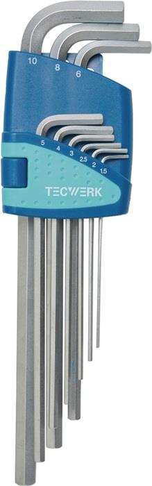 TECWERK  Sechskantwinkelschraubendreher-Satz  9-teilig Kunststoffhalter SW 1,5 -