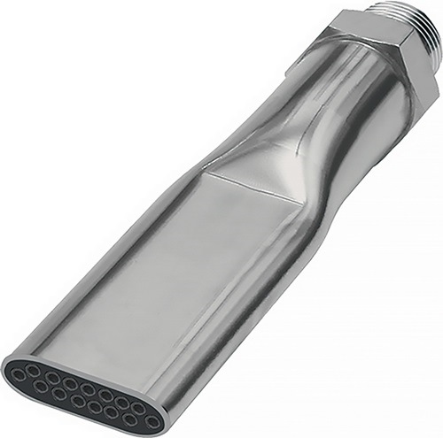 RIEGLER 114366 Flachdüse  Außengewinde Messing vernickelt Länge 100 mm Breite 21
