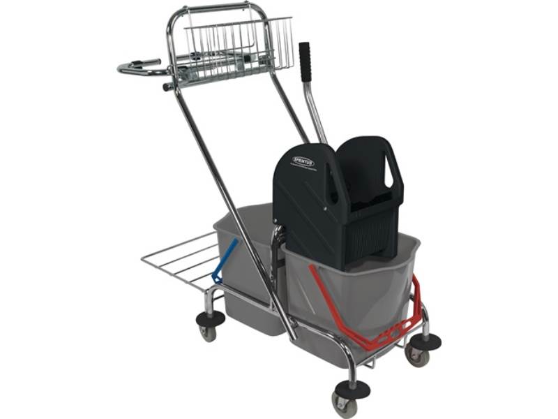 SPRINTUS 301081 Reinigungswagen  Eimer 2 x 17 l, Presse, Ablagekorb Stahlrohr