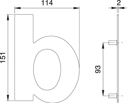 EDI 2511/0000/00 Hausnummer Buchstabe b Edelstahl matt 151 mm Breite 114 mm
