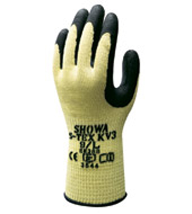SHOWA S-TEX KV3 Gr.9 (L) Schutzhandschuh Latex-Grip Aramid, Edelstahl, PE