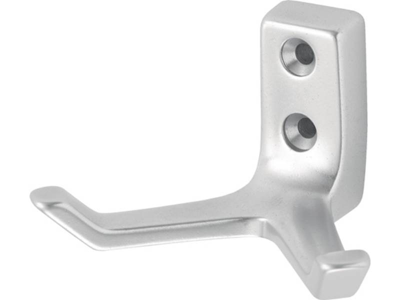HERMETA 0033-01E Mantelhaken 0033 zweifach Ausladung 55 mm Aluminium silberfarbi