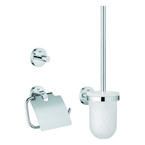 GROHE 40407001 3-in 1 Badaccessoire-Set Essentials WC-Garnitur, Haken, WC-Papier