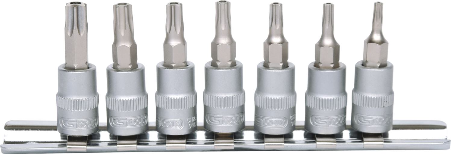 KS Tools 911.1460 1/4'' Bit-Stecknuss-Satz, 7-tlg., TB10-TB40 mit Stirnlochbohru