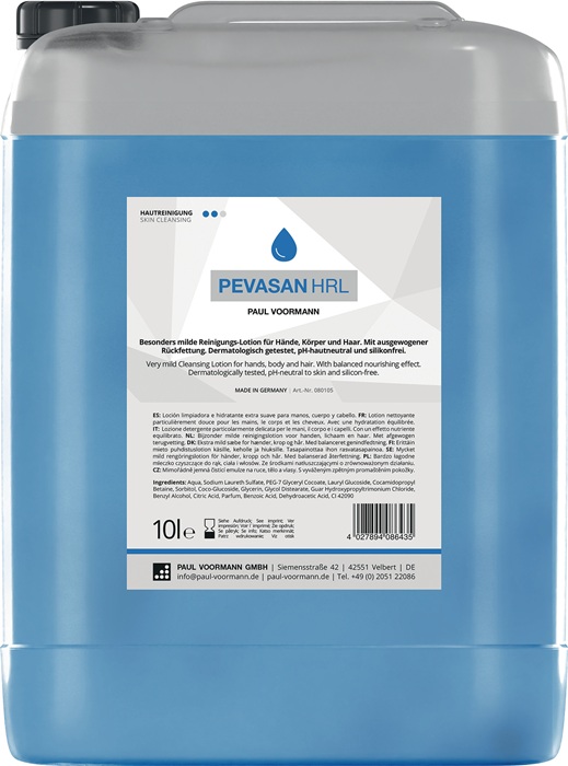 PAUL VOORMANN 080105 Handreinigung PEVASAN HRL 10 l silikonfrei, pH-Hautneutral