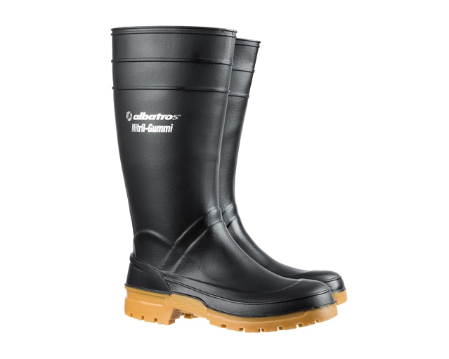 Albatros 564030 GUARDIAN HIGH BLACK Nitrilgummistiefel schwarz,48 Unsere GUARDIAN Modelle - höchster Schutz für höchte Anforderungen! Zertifiziert als Berufsstiefel nach DIN EN ISO 20347, ist die rutschfeste und profilierte Laufsohle des GUARDIAN HIGH BLA