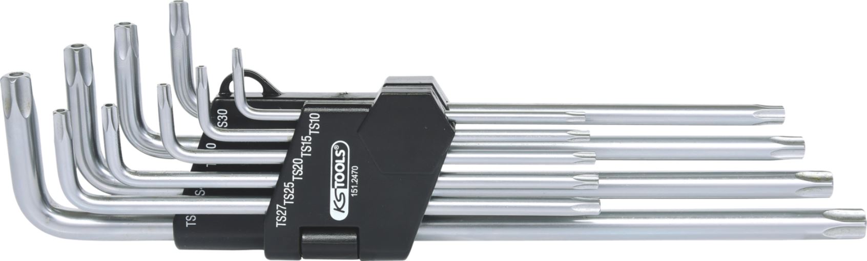 KS Tools 151.2470 Fünfstern-Winkelstiftschlüssel-Satz, Bohrung, lang, 9-tlg.