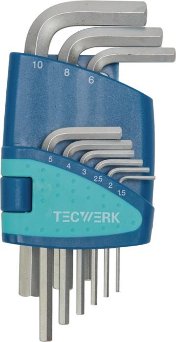 TECWERK  Sechskantwinkelschraubendreher-Satz  9-teilig Kunststoffhalter SW 1,5 -