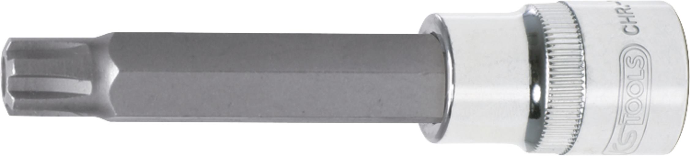KS Tools 918.1785 1/2'' CHROMEplus Bit-Stecknuss RIBE mit Stirnlochbohrung,lang,