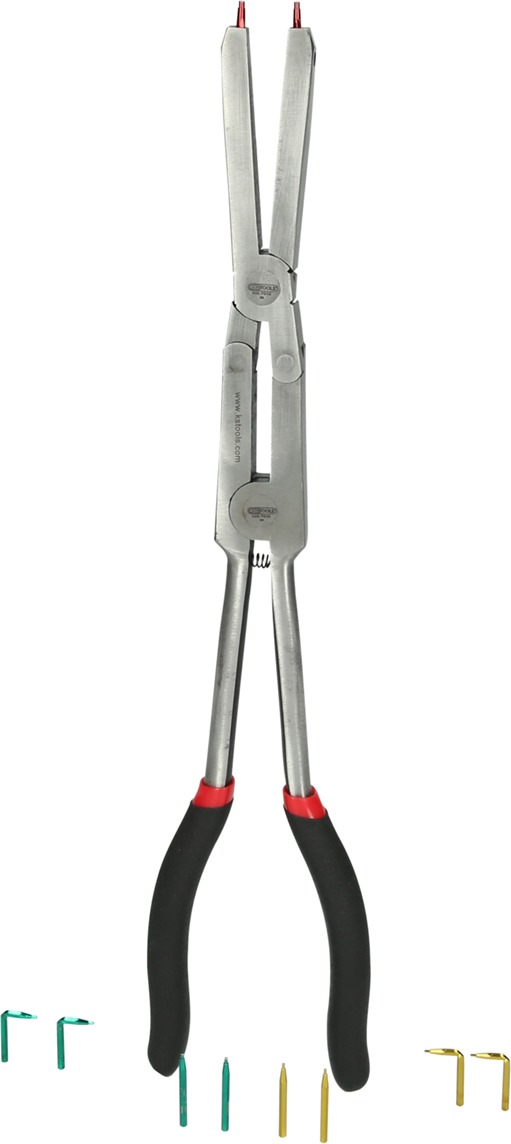 KS TOOLS 500.7015 Doppelgelenk-Sicherungszange für Innensicherungsringe mit ausw