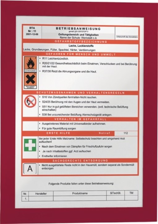 DURABLE 487203 Magnetrahmen  DIN A4 rot selbstklebende Rückenfolie