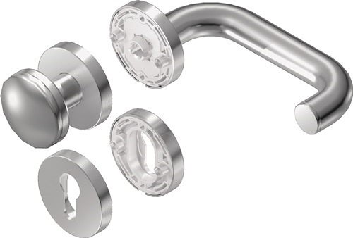 BKS B-72200-00-0-8 Feuerschutzgarnitur Rondo Rosette Edelstahl D/K für Türstärke