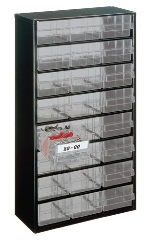 RAACO 137409 Kleinteilemagazin  B306xT150xH552mm Stahlblech 24 Schubladen Poypro