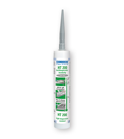 WEICON Flex 310 M HT-200 grau 310 mlHochtemperaturbeständiger, elastischer Klebstoff auf MS-Polymer-Basis. Für strukturelle Verklebungen in der Industrie. Die hohe Temperaturbeständigkeit ermöglicht auch das Verkleben und Abdichten von Baut