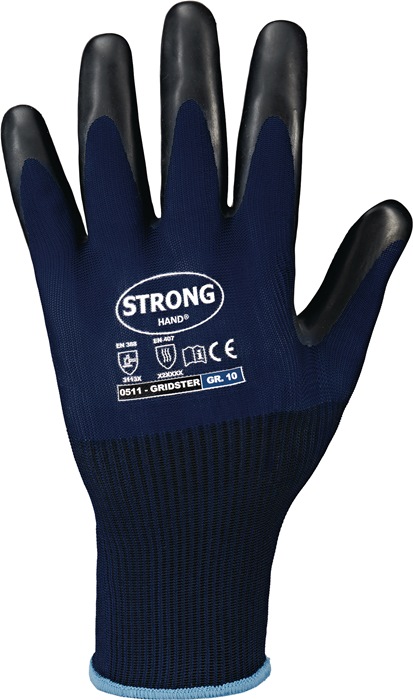STRONGHAND 0511-09 Handschuhe GRIDSTER Größe 9 dunkelblau/schwarz EN 388, EN 407