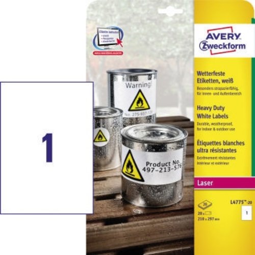 Avery Zweckform Folienetikett L4775-20 210x297mm 20 St./Pack.