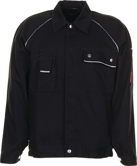 Bundjacke Canvas 320 Gr.48 schwarz/schwarz PLANAM 65% Polyester / 35% Baumwolle · Canvas- Bindung · ca. 320 g/m² · Geweberückseite sehr atmungsaktiv, besonders strapazierfähig, einlauffest nach DIN EN ISO 6330 · 2 eingesetzte Beuteltaschen aus Cordura® ·