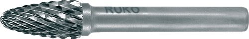 Frässtift RBF D.10mm Kopf-L.20mm Schaft-D.6mm HM Blank Verz.KVZ 4 RUKO Hartmetall · Form F (RBF nach DIN 8033) · Rundbogenform · mit Kreuzverzahnung · Schaft-Ø 6 mm ( bei Art. 4000 602 852 = 3 mm)