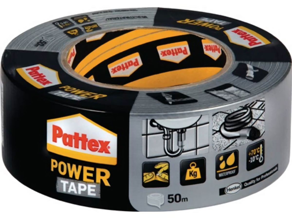 PATTEX PT5SW Gewebeband Power-Tape silber-grau Länge 50 m Breite 50 mm