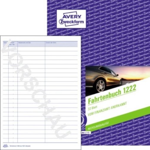 Avery Zweckform Fahrtenbuch 1222 DIN A5 Recycling-Papier 32Blatt