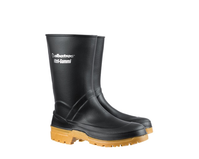 Albatros 564040 GUARDIAN MID BLACK Nitrilgummistiefel schwarz,48 Unsere GUARDIAN Modelle - höchster Schutz für höchste Anforderungen! Zertifiziert als Berufsstiefel nach DIN EN ISO 20347, ist die rutschfeste und profilierte Laufsohle des GUARDIAN MID BLAC