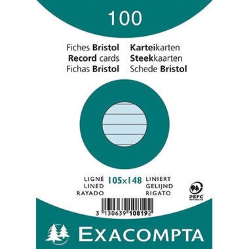 Exacompta Karteikarte 10819SE DIN A6 liniert blau 100 St./Pack.