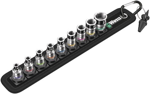 WERA 05003880001 Steckschlüssel-Satz Belt 1 10-teilig 1/4 '' 4 - 13 mm für Außen