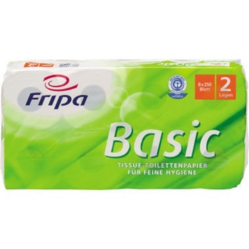 fripa Toilettenpapier Basic 1510805 2-lagig 250Bl. weiß 8 Rl./Pack.