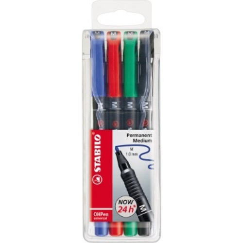 STABILO Folienschreiber OHPen 843/4 M 1mm sortiert 4 St./Pack.