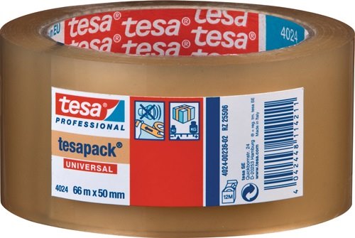 Verpackungsklebeband PP tesapack® 4024 farblos L.66m B.50mm