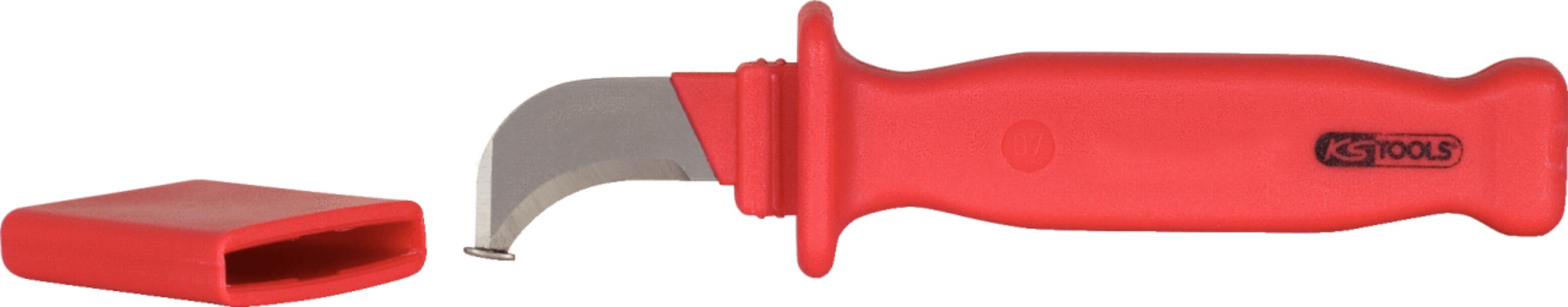 KS Tools 117.1296 Kabelmesser mit Schutzisolierung und Hakenklinge, 200mm