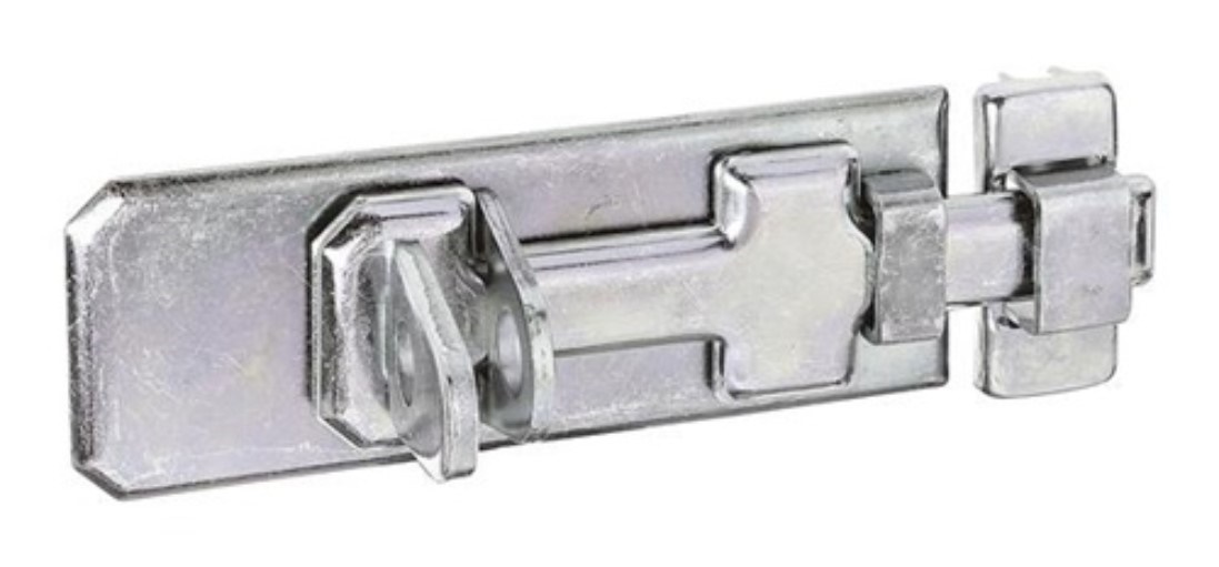 GAH 123055 Sicherheits-Schlossriegel  Länge 80 mm Breite 35 mm Stahl galv. verz. dickschichtpassiviert  mit flachem Griff bei vorgeschobenem Schieber sind die versenkten Schraublöcher der Riegelplatte abgedeckt, so dass ein Abschrauben unmöglich ist · die