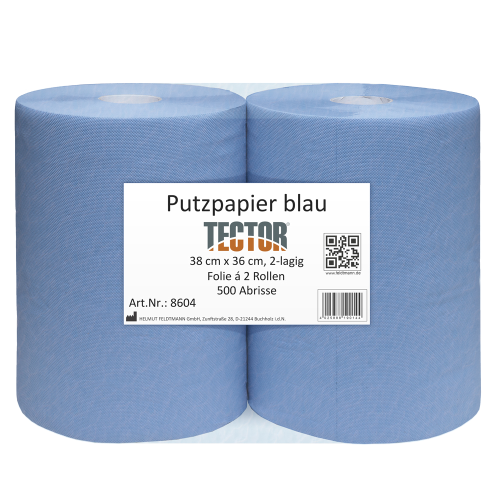 PUTZPAPIER, 2-lagig, ca. 36 x 36 cm, 500 Blatt, Blau, perforiert, 2 Rollen