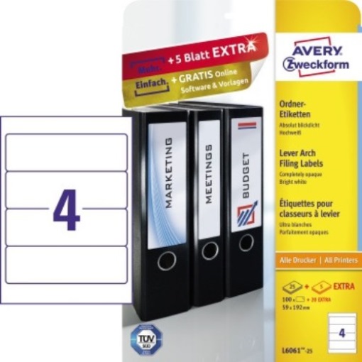 Avery Zweckform Ordneretikett L6061-25 59x192mm ws 100 St./Pack.