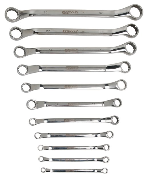 KS Tools 964.1145 EDELSTAHL Doppel-Ringschlüssel-Satz, gekröpft, 11-tlg.