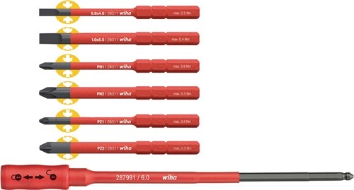 WIHA 36079 Wechselklingen-Satz slimBit Pack 7-teilig Torque/Schlitz/Phillips/Poz