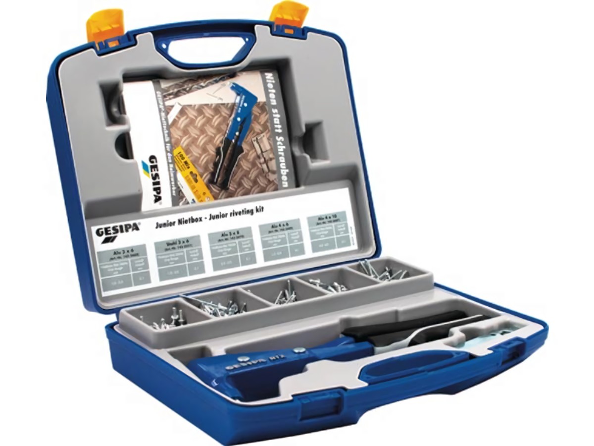 GESIPA 1435459 Blindnietsortiment Junior-Nietbox 352 teilig NTX u.Blindniete Alu